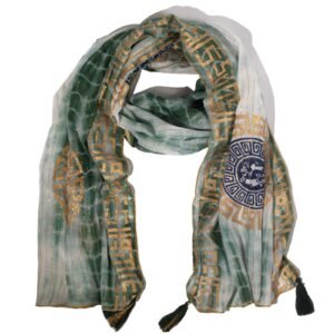 Nomad Sari Summer Marbella Print Scarf - Green with Gold (180x50cm)