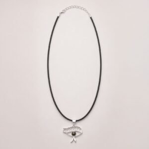 Indian Devotional Pendant - Silver Plated (45cm Cord)- Cleopatra Eye - Iolite