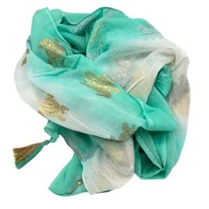 Nomad Sari On the Med Collection - Pario - White & Turquoise Gold Turtle Design