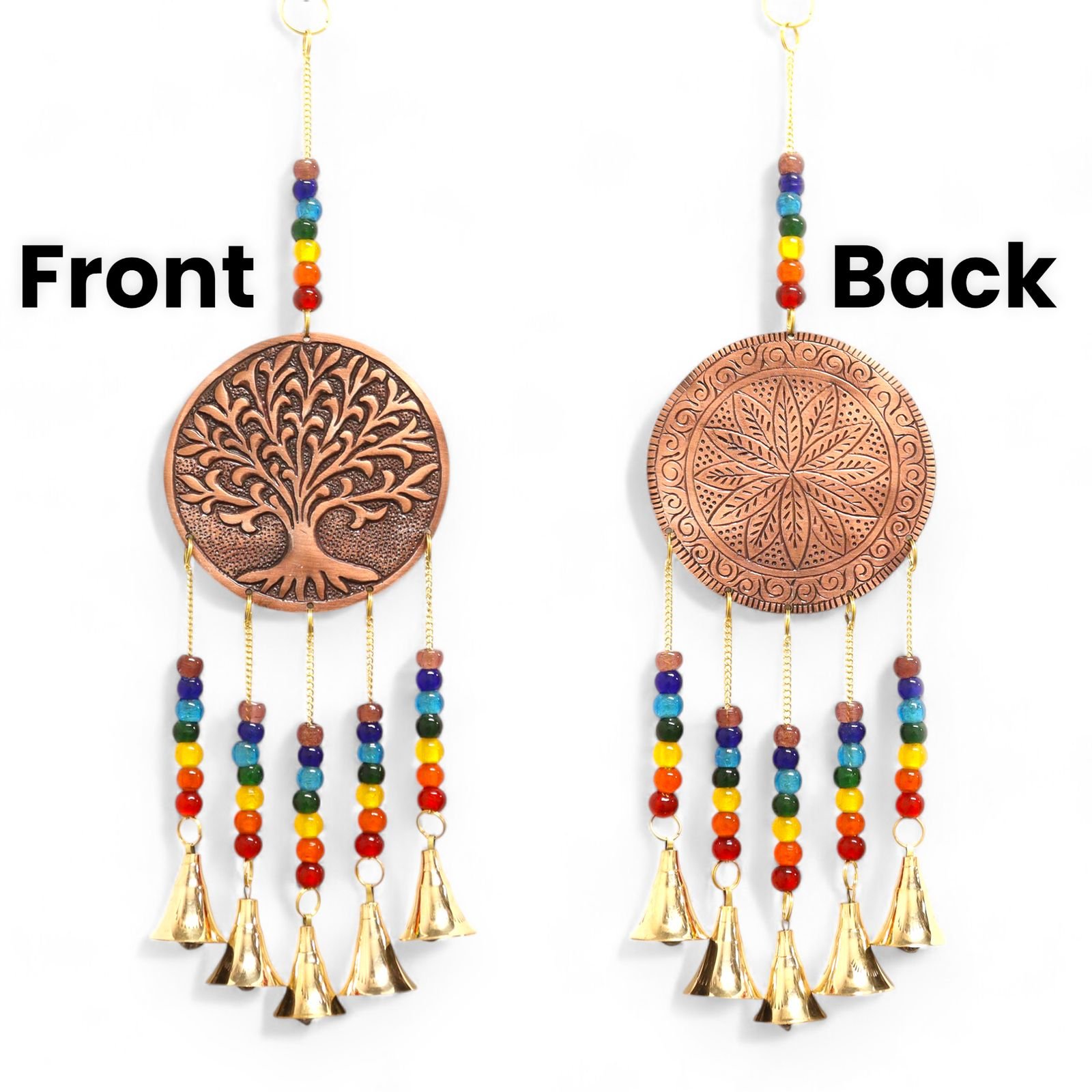 Indian Chimes - Med Tree of Life - Chakra Beads 5 Bells - 10x36cm - Image 6