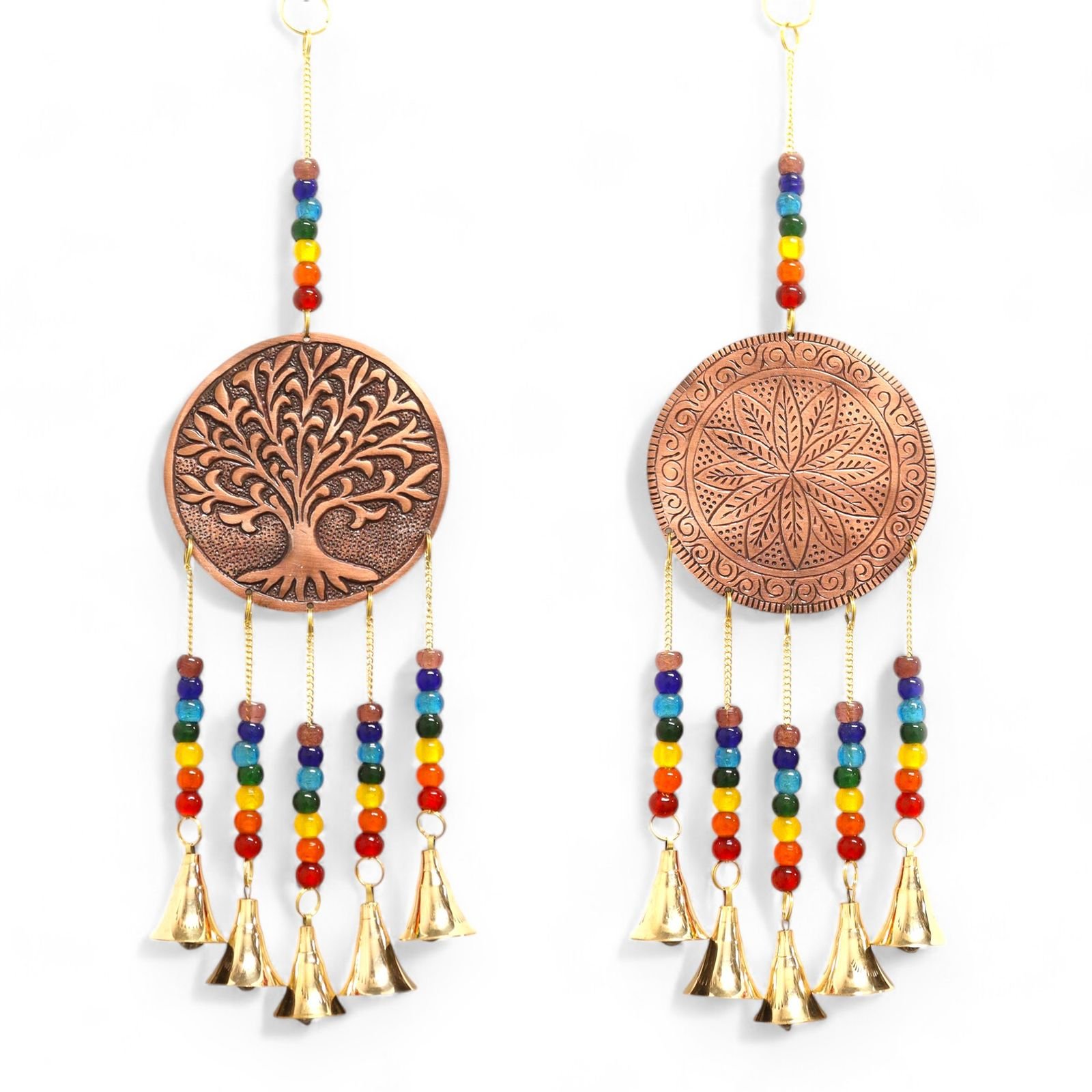 Indian Chimes - Med Tree of Life - Chakra Beads 5 Bells - 10x36cm - Image 3