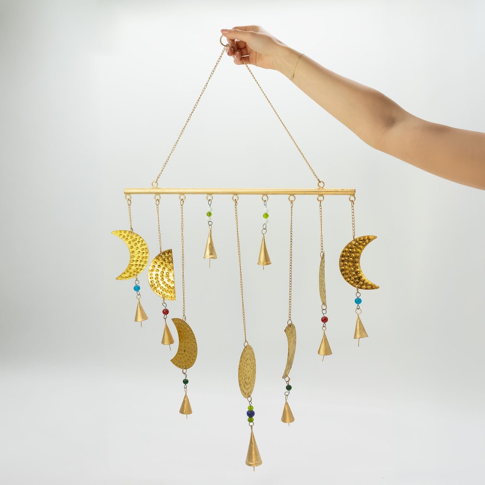 Indian Chimes - Brass Moon Phases Chimes - 43x40cm - Image 2