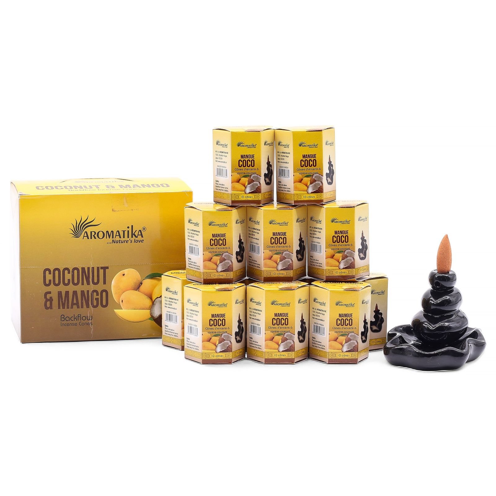 Masala Backflow Incense pack of 10 - Coconut & Mango