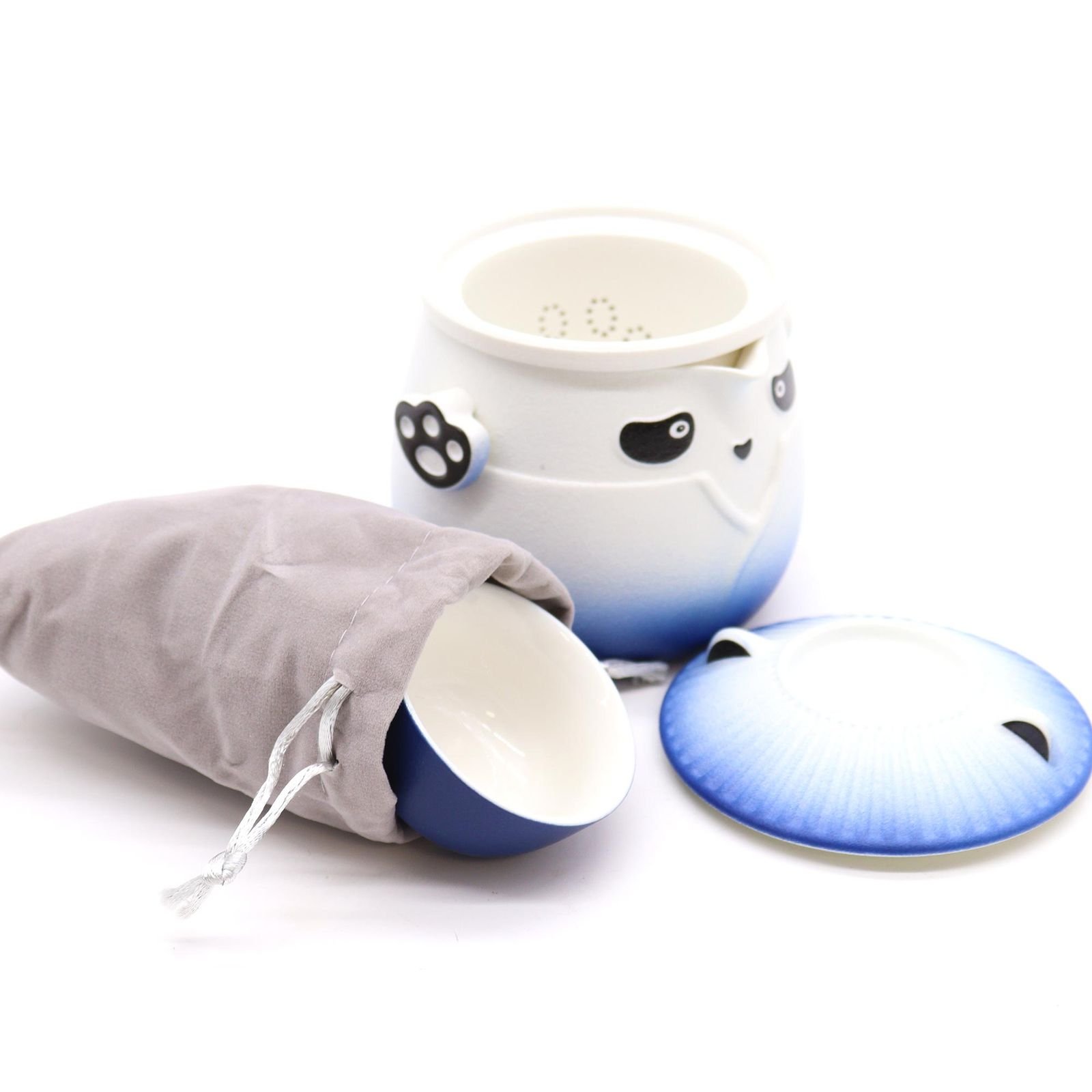 Panda Teapot Set & Three Cups - Sky Blue - Image 4