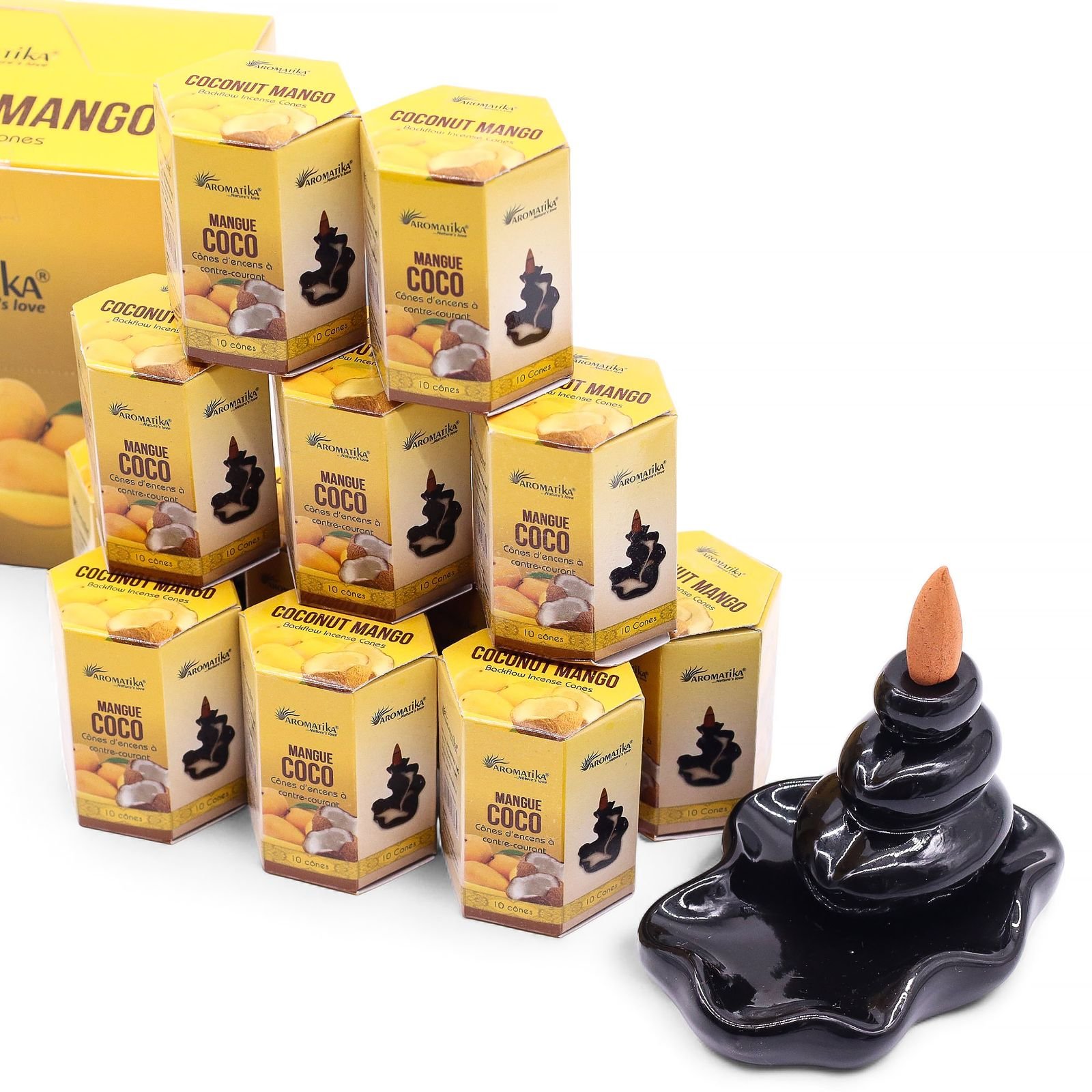 Masala Backflow Incense pack of 10 - Coconut & Mango - Image 3