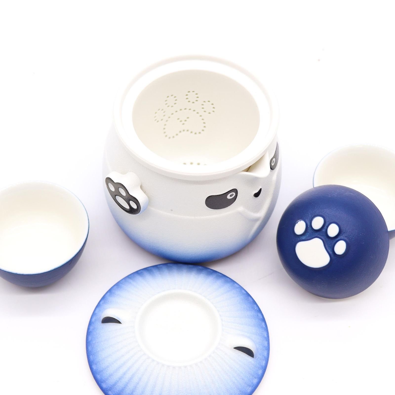 Panda Teapot Set & Three Cups - Sky Blue - Image 3