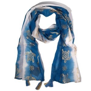 Nomad Sari Summer Turtle Print Scarf - Sea Blue (180x50cm)