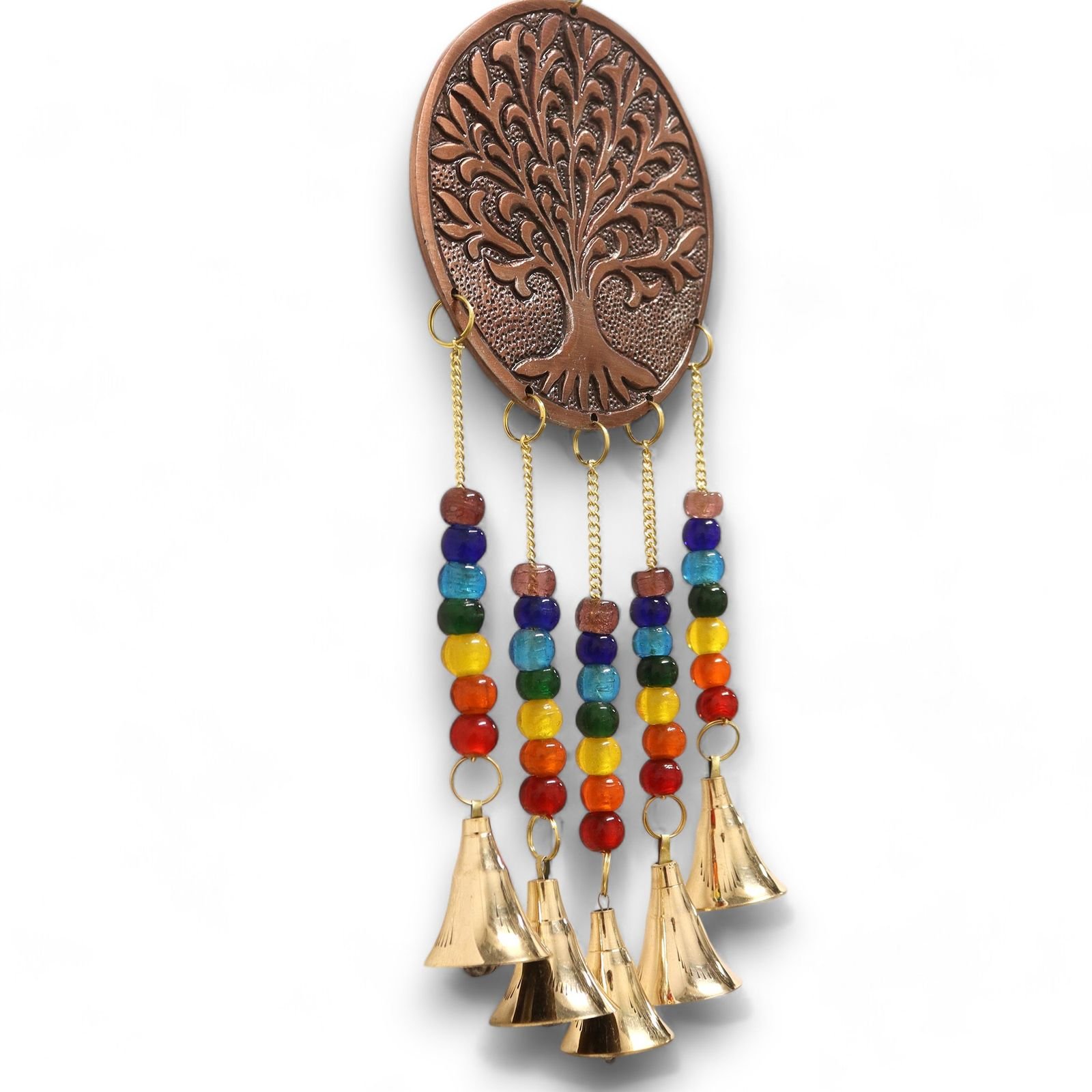 Indian Chimes - Med Tree of Life - Chakra Beads 5 Bells - 10x36cm - Image 2