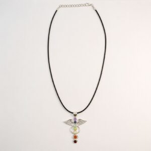 Indian Devotional Pendant - Silver Plated (45cm Cord)- Angel Chakra