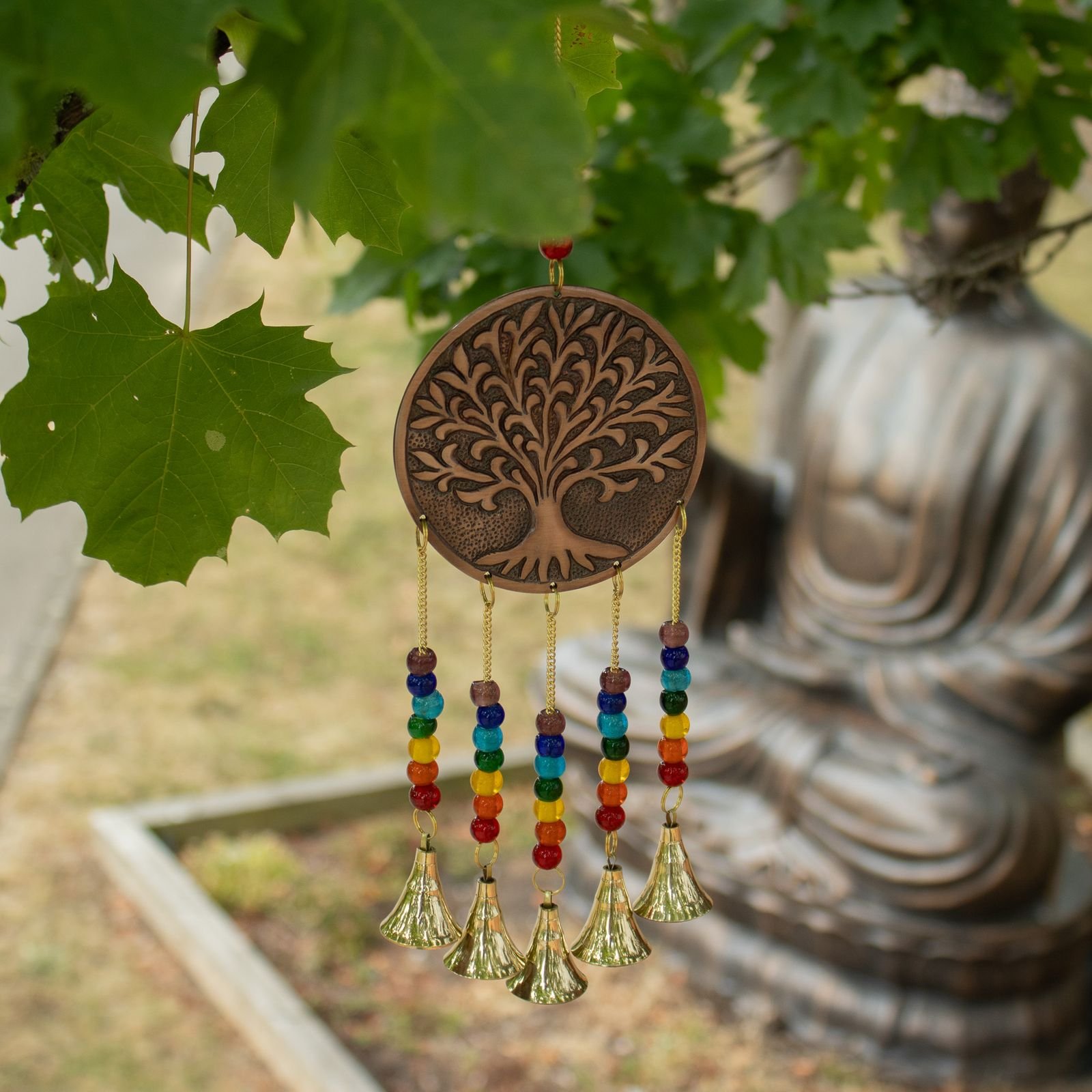 Indian Chimes - Med Tree of Life - Chakra Beads 5 Bells - 10x36cm - Image 7