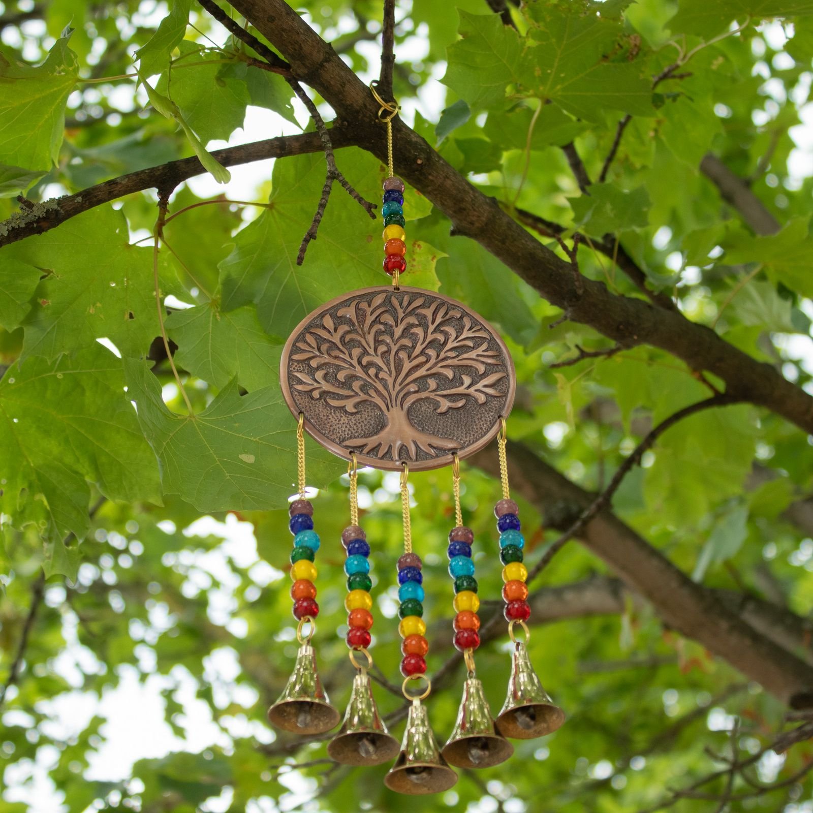 Indian Chimes - Med Tree of Life - Chakra Beads 5 Bells - 10x36cm - Image 8