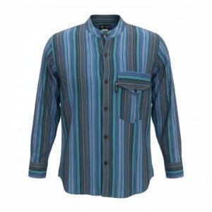 Nomad Sari Grandad Shirt - Turquoise - Large